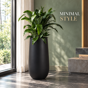 Tapered Matte Black Indoor Floor <b>Planter</b> | <b>Tall</b> Smooth Metal Flower Pot for Living Room Hotel Office Home <b>Garden</b> Modern Decor - Product Image 5
