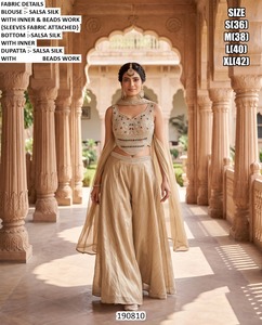 Elegante Salwar Kameez Bandhani para Mujer con Bordado de Cuentas, Largo hasta el Suelo, para Bodas, Corte Regular, Secado Rápido, Estilo Indio/Pakistaní - Product Image 2