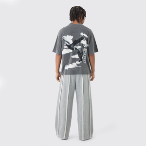 2026 Men's Custom <b>Logo</b> Sweatpants Breathable Baggy Trousers with Exposed Distressed Seam and Wide Leg Casual Style Hot Sale - Product Image 2