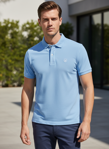 Men's Premium <b>Light</b> Blue O-<b>Neck</b> for Shirt Oversized Fit 100% Cotton Anti-Pilling Short Sleeve - Product Image 6