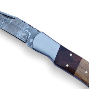 Couteaux pliants de chasse, lame en acier Damas faite à la main, design compact de poche, manche durable pour le camping, la randonnée, l'utilisation en extérieur - Product Image 6