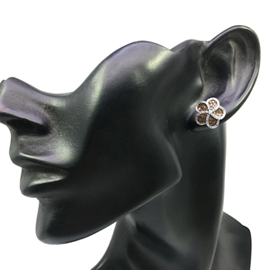 0.88 Cttw White & Brown Diamond Stud <b>Earrings</b> 925 Sterling Silver, Round Cut Natural Diamond <b>Earrings</b> for Women, Push <b>Back</b> - Product Image 3