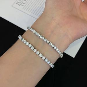 Bracelet tennis plaqué or blanc certifié IGI avec fermoir à ressort diamanté 1 mm 3 mm Bijoux unisexe - Product Image 2