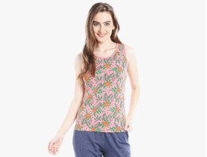 Camiseta sin mangas de algodón con estampado floral para mujer, cuello redondo, estilo casual, tejido transpirable, longitud regular - Product Image 6