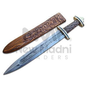 Espada Hecha a Mano con Mango de Micarta y Funda de Cuero, Borde Dentado, Multifuncional, Logotipos Personalizables - Product Image 1