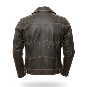 Blouson en cuir classique zippé pour homme, best-seller, vêtement élégant pour homme, blouson bomber pour l'extérieur, en vente - Product Image 2