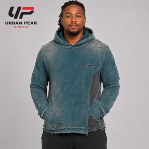 Sudadera Exclusiva para Hombre con Diseño Desgastado, Detalles Creativos en el Dobladillo, Textura Distintiva y Estilo Moderno - Product Image 1