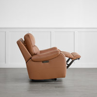 Fauteuil inclinable de massage extensible à une place en cuir et bois de conception japonaise DOSER, gravité zéro, double moteur électrique