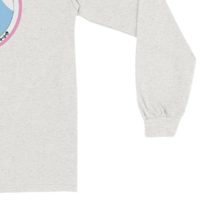 T-shirt unisexe à manches longues gris chiné avec broderie graphique, col rond, décontracté, en mélange de coton, pour le quotidien - Product Image 5