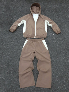 Red <b>Black</b> Unisex Tracksuit Set Full Zip Sporty <b>Jogger</b> Pants Color Blocking Breathable Polyester Autumn Activewear - Product Image 5