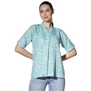 Top corto holgado de rayón para mujer, estilo coreano, informal, de manga corta, talla grande, para verano - Product Image 1