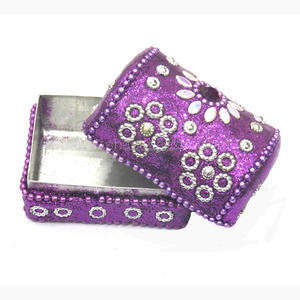 Caja de Joyería Artesanal India con Cuentas, Decorativa con Laca y Brillo, Cuentas de Perlas Blancas, Caja para Guardar Joyas, Decoración del Hogar, Caja de Regalo - Product Image 3