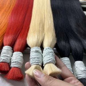 Qhair Eco-friendly Bulk <b>Hair</b> Bone <b>Straight</b> All Natural Color <b>Hair</b> Extensions From Single Donor With High Quality and Low Price - Product Image 2