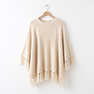 <b>Women's</b> Winter Chunky Knit Poncho Cozy Casual Oversized Knit <b>Cape</b> OEM ODM Wholesale Factory Custom Logo Low MOQ - Product Image 4