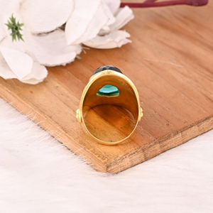 Vintage Apatite Hydro Brass <b>Ring</b> Handmade Gemstone Jewelry for Women - Product Image 5