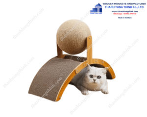 Jouet à gratter pour chat en bois classique Thanh Tung Thinh avec corde suspendue, autoportant, écologique, forme personnalisée, fabriqué pour Halloween - Product Image 3