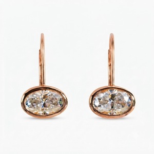 Wholesale DEF Color 18K Yellow Gold Oval Diamond Bezel Set Solitaire Lab Diamond Earring 0.30CT Anniversary <b>Gift</b> for Women - Product Image 3