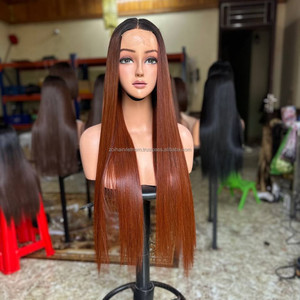 Full Lace <b>Wig</b> Vietnamese Virgin Hair Honey <b>Brown</b> Long Straight With Baby Hair Transparent Lace Average Size - Product Image 2
