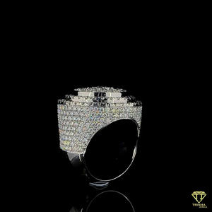 Lab Grown Diamond Round Halo Statement <b>Ring</b> for <b>Men</b> Iced Out White Gold Luxury Hip Hop Cluster <b>Pinky</b> <b>Ring</b> - Product Image 3