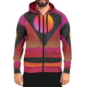Sudadera con capucha y cremallera para hombre, personalizada con sublimación, 100% algodón polar, transpirable, de secado rápido, antidecoloración, con diseño de bolsillo - Product Image 1