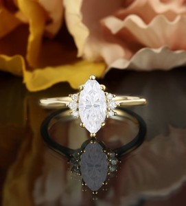 Marquise Cut Moissanite 925 Sterling <b>Silver</b> Engagement Wedding Promise <b>Ring</b> Elegant <b>Solitaire</b> Dainty Minimalist Party - Product Image 1