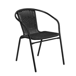 Chaise de jardin en rotin noir, siège de salle à manger extérieur, fauteuils pour villa, hôtel, restaurant - Product Image 3