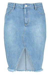 High Quality Streetwear Split Front Light Blue Denim Skirts - Product Image 2
