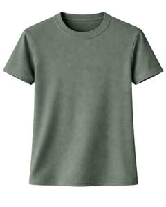 Camiseta Básica de Cuello Redondo para Mujer, Color Verde Oliva, Personalizada, Manga Corta, Algodón, Informal, Lisa, Verano, Streetwear, con Impresión de Logotipo Personalizado - Product Image 1