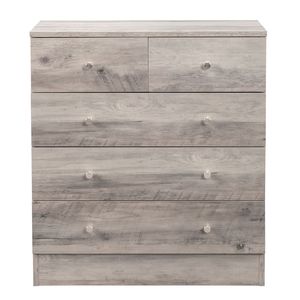 Comò Moderno a 5 Cassetti, Design Semplice in Metallo Grigio per Camera da Letto, Soggiorno, Appartamento, Hotel, Arredamento Contemporaneo per la Casa - Product Image 3