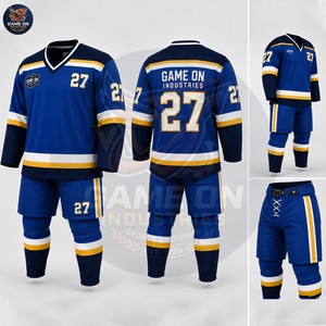 Conjunto de Uniforme de Hockey sobre Hielo con Cuello en V, Ropa Deportiva Personalizada para Equipos, Transpirable, Ropa para Partidos, Impresión por Sublimación, Fabricación OEM/ODM, Bajo MOQ - Product Image 2