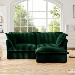 Divano componibile a L a 2 posti con pouf convertibile, seduta ampia e profonda e rivestimento sfoderabile per soggiorno - Product Image 1