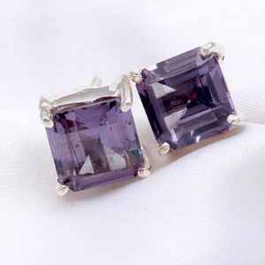 Pendientes de Alexandrita Púrpura en Plata de Ley 925, Piedra Preciosa que Cambia de Color, Joyería Minimalista, Certificación IGI, Elegante Regalo para Fiestas - Product Image 6