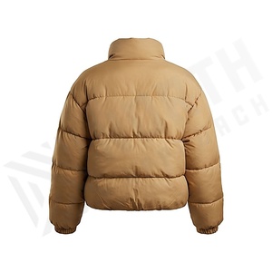 Chaqueta Acolchada para Mujer, Invierno, Cuello Alto, Manga Larga, Relleno de Poliéster Grueso, Resistente al Viento, Color Sólido, Cierre de Cremallera, Corta - Product Image 2