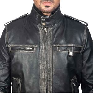 Chaqueta de Cuero para Hombre, Piel de Oveja Auténtica, Cierre de Cremallera, Cuello Alto, Puños de Punto Acanalado, Dos Bolsillos Interiores y Cuatro Exteriores, 2026 - Product Image 5