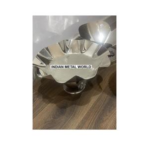 Cuenco de Metal Decorativo Vintage de Primera Calidad, Plateado, de Acero Inoxidable, con Base Floral Acrílica, al Precio Más Bajo - Product Image 5