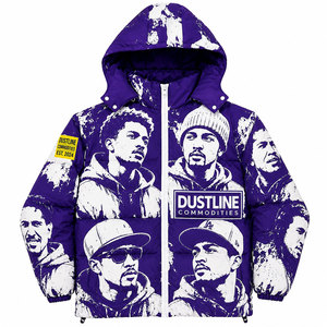Hooded Collar Front Thick <b>Warm</b> Winter Outdoor Breathable Windproof Canvas Zipper Coated Unisex Fashion Style Print Puffer <b>Jacket</b> - Product Image 3