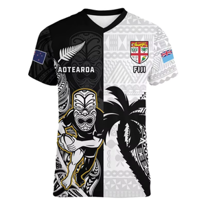 Maillot de rugby Aotearoa Fidji unisexe à col rond et manches courtes, imprimé en sérigraphie, éco-responsable, personnalisable, t-shirt streetwear - Product Image 1