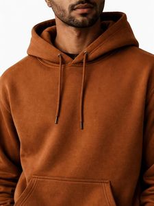 Sweat-shirt à capuche marron pour homme, coupe classique, couleur unie, avec poches, style décontracté, en tissu molletonné French Terry, idéal pour l'automne - Product Image 3