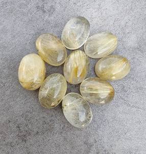 พลอยรูไทล์สีทองทรงรีธรรมชาติ พลอยหลวมสำหรับทำเครื่องประดับ วัสดุงานฝีมือ พลอยสะสม - Product Image 6