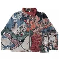 Blouson d'automne vintage ample en coton peigné imperméable matelassé unisexe avec design tapisserie personnalisé respirant sur le devant - Product Image 3