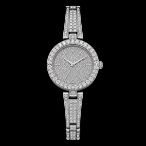 Montre-bracelet de luxe en acier inoxydable argenté, sertie de moissanite ronde, style Hip Hop, bijou de mode haut de gamme, objet de collection - Product Image 1