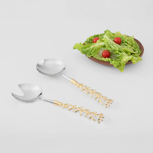 Ensemble de serveurs à salade en acier inoxydable et laiton, accessoires de cuisine, best-seller, décoration de table, ensembles de serveurs à salade - Product Image 5