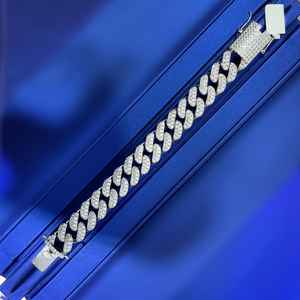 Chaîne cubaine en moissanite couleur D VVS, en argent sterling 925 plaqué or, bracelets unisexes tendance, Dvars Diamond DMB-59 - Product Image 5