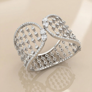 Bracelet en diamant platine, taille brillant rond, naturel, luxe, bijoux de mariage pour femme - Product Image 2