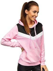 Women's 100% Organic Cotton Polyester Pullover Hooded <b>Sweatshirt</b> Winter Pullover Hoodie with Front Logo - Product Image 3
