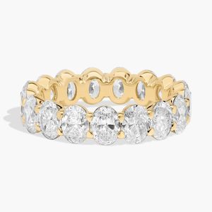Oval Cut Lab-Grown Diamond Filled Eternity <b>Ring</b> in 14K Yellow Gold Luxury - Product Image 1