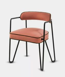 Black Coated Frame <b>Pink</b> Puff Seat Ottoman <b>Chair</b> With Back Rest For Livingroom Wedding Sitting Decorative Use Ottoman <b>Chair</b> - Product Image 1