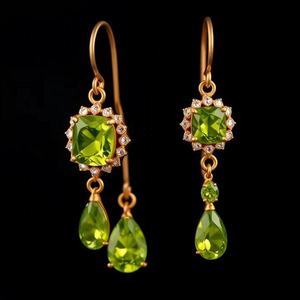 ต่างหูหยดน้ำเงินสเตอริ925พร้อมอัญมณีเพอริโดต์ขายดีเครื่องประดับแฟชั่นสำหรับผู้หญิง - Product Image 4