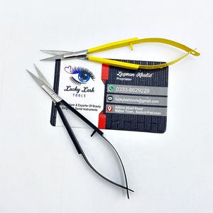 กรรไกรสปริงขนาดเล็กสำหรับเขียนคิ้วเพื่อความงามแบบด้านสีเหลืองและสีดำใบมีดปลายแหลมทำจากสเตนเลสสั่งทำได้ - Product Image 6