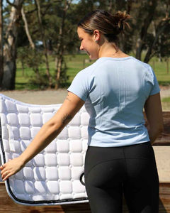 Ropa de Montar para Mujer, Top de Manga Corta para Montar a Caballo, Tejido Elástico Ligero y Transpirable, OEM Disponible - Product Image 2